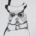 Chien au chapeau melon