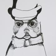 Chien au chapeau melon